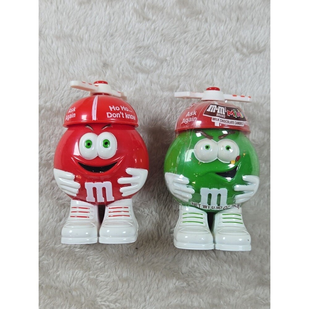 Lot of 2 Vintage Mars M & M Candy Container Christmas Decorations 2" FILLABLE